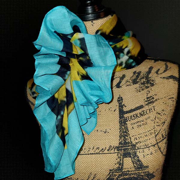小物 Hand Printed Silk Scarf - blue 小物 Hand Printed Silk Scarf - blue Amazon.com: Designer